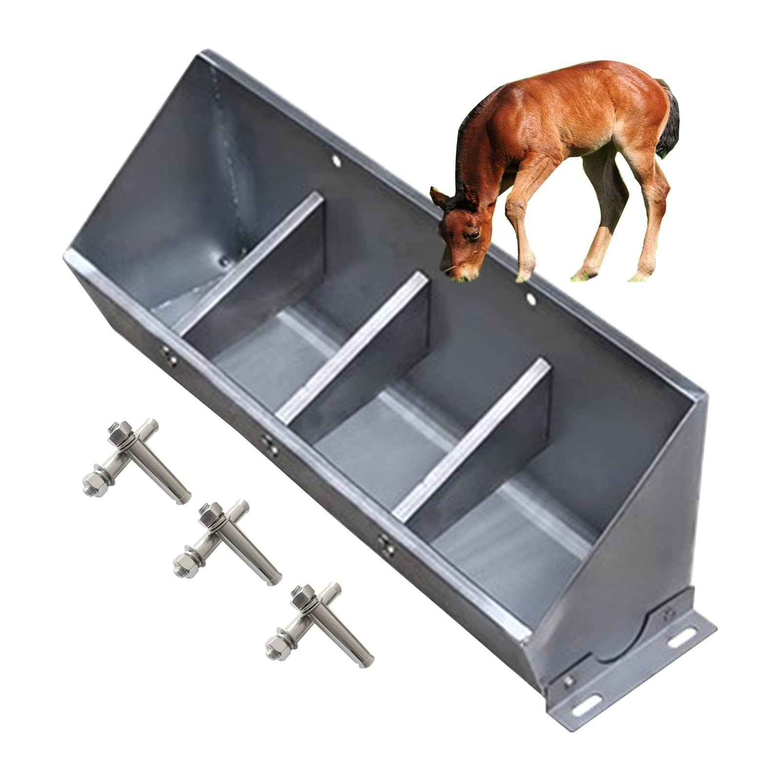 Comederos estables, de 50 a 150 cm de Largo, 200 cm de Largo, Fabricados en Acero Inoxidable, adecuados para Ganado de Granja, Incluyendo ovejas, Vacas, Cerdos, etc., se Pueden Colgar, comed
