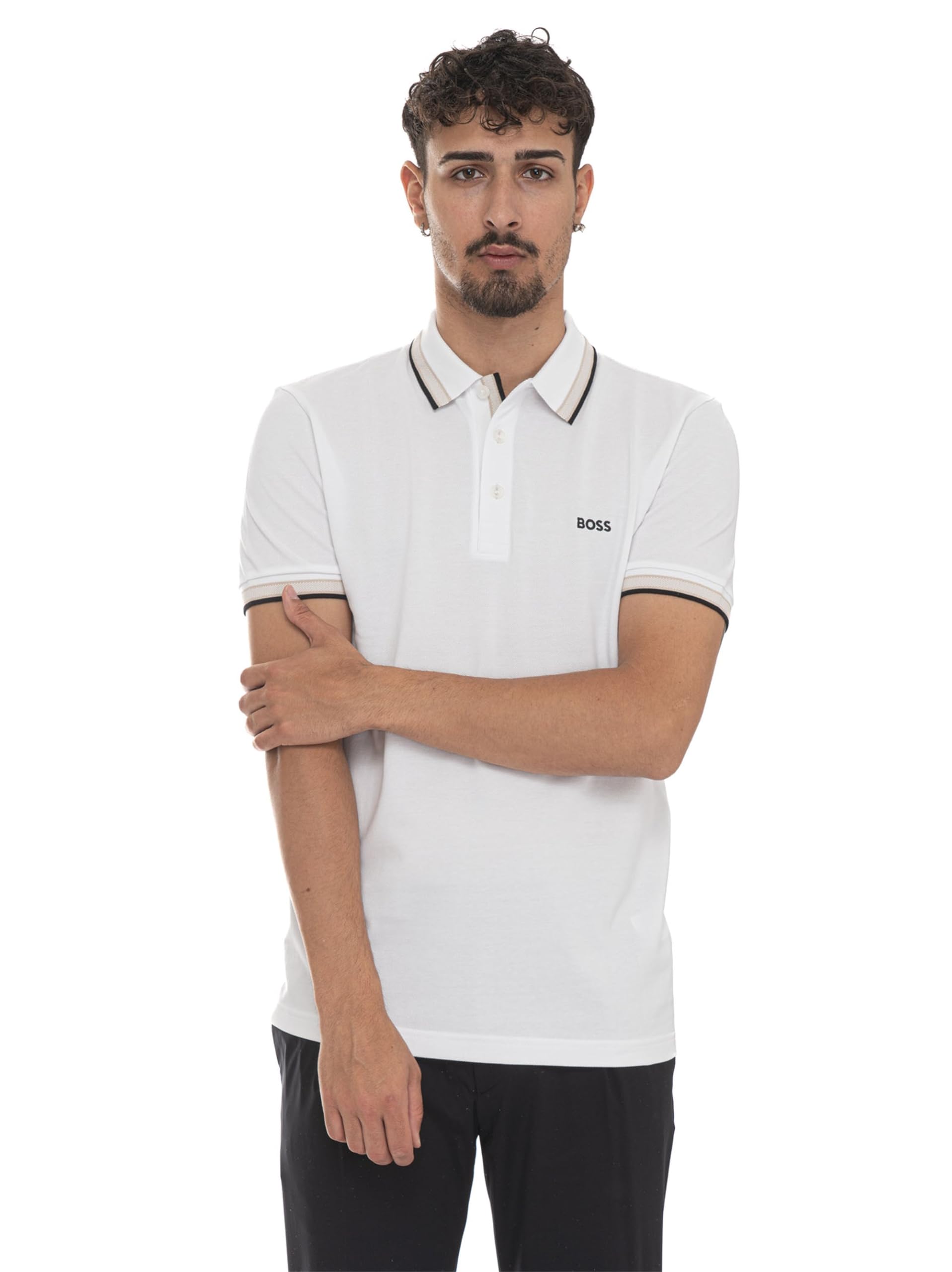 Hugo Boss Men's Grey White Paddy Polo Shirt - Size: 40