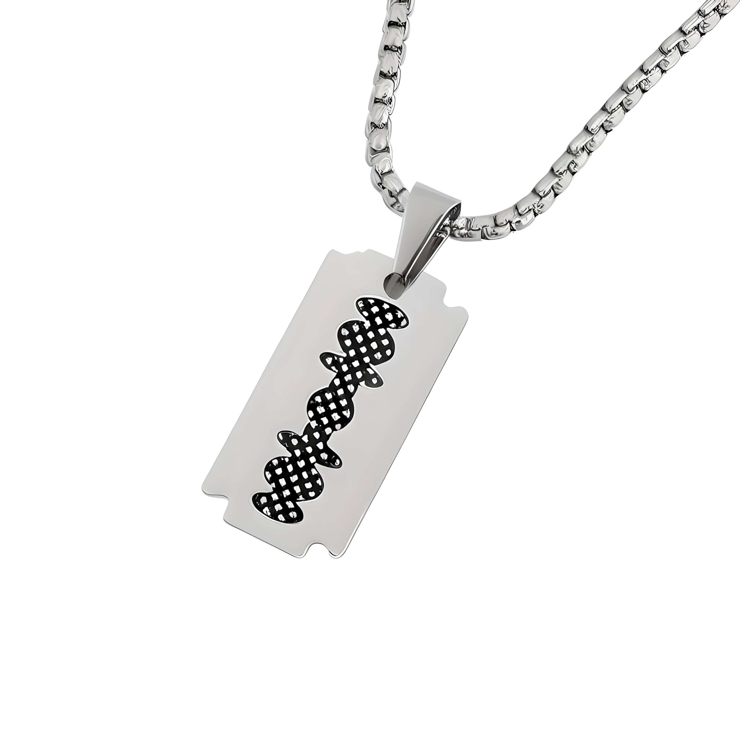 THE MEN THING RAZOR BLADE - Pure Titanium Steel Pendant with 24inch Round Box Chain for Men & Boys (B0CZ6MG3X4) Amazon Price History, Amazon Price Tracker