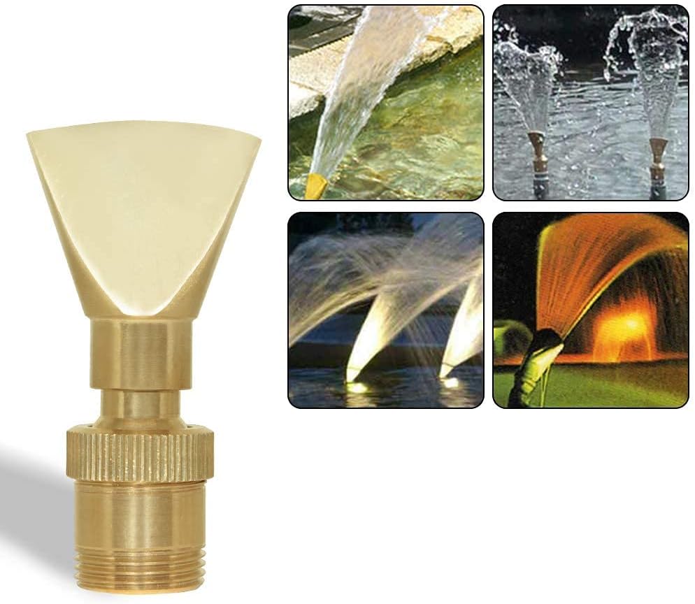 Hooshing Water Fountain Nozzle Spray 1/2" DN15 and 3/4" DN20 Brass Narrow Fan Shaped Water Spray Sprinkler for Garden Pond Amusement Park Museum