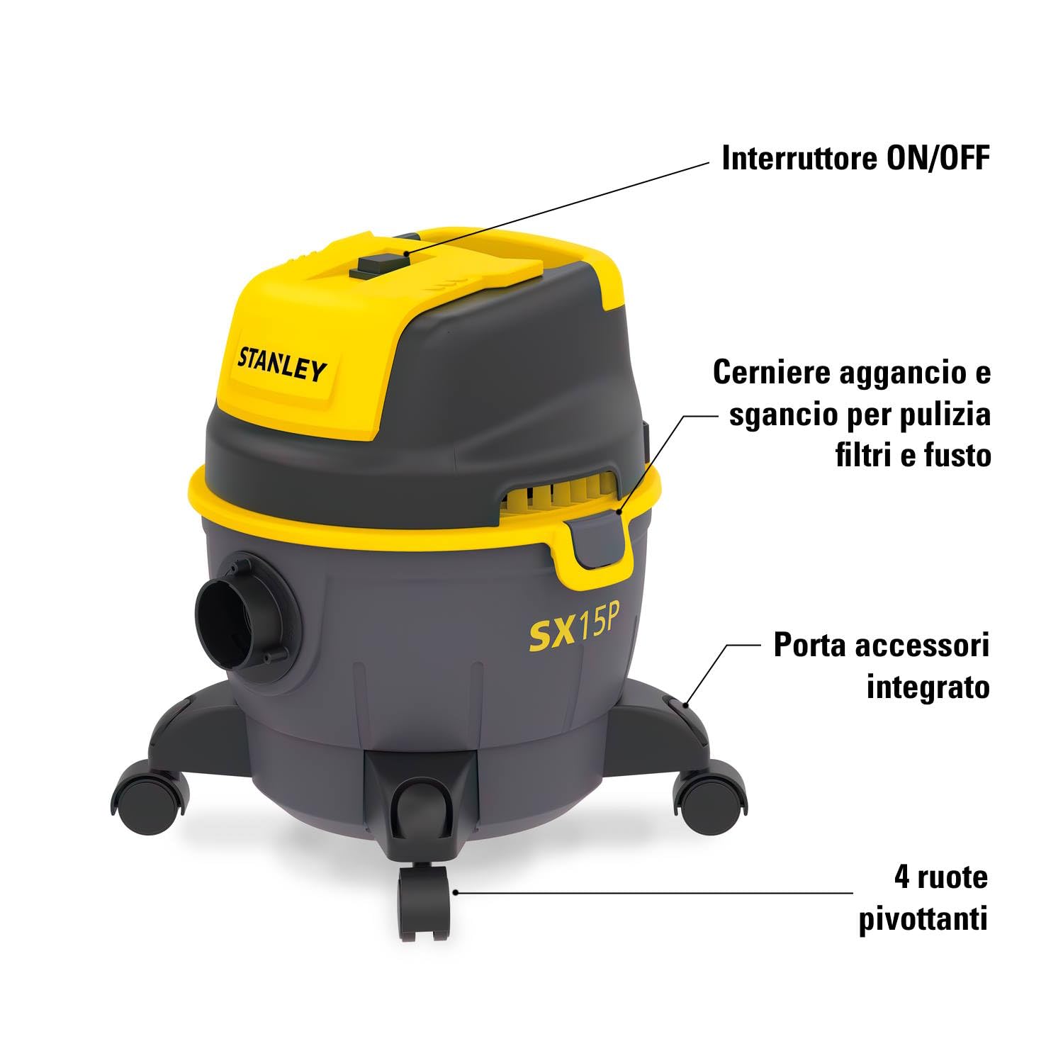 STANLEY Aspirador Multiuso SXVC15PE 1000 W 15 l sólidos y líquidos