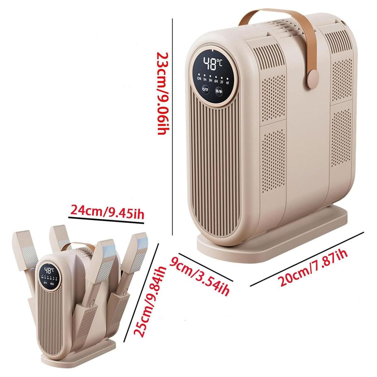 Asciugascarpe elettrico con pannello digitale, scaldascarpe pieghevole portatile e scalda guanti, temperatura costante 48°C, riscaldamento a 360°, timer 60/180/360 min per scarpe e cappelli
