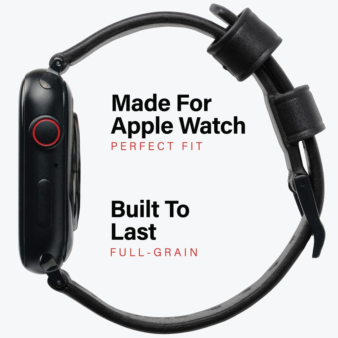 KORDIZ Modern Leather Band - Genuine Full-Grain Leather band compatible with Apple Watch band Series 11 10 9 8 7 6 5 4 , SE3 SE2 SE - 46mm 45mm 44mm - Stylish and Durable, Minimalist for Your Wrist - Rugged Patina