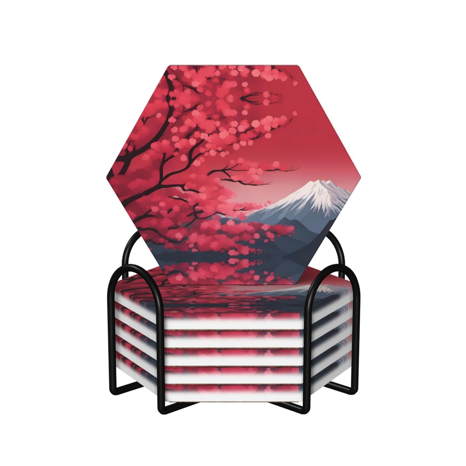 Dessous de verre hexagonaux en céramique et liège (lot de 6)