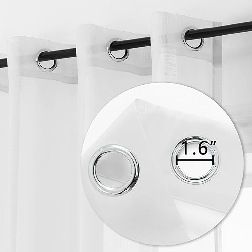 Miniatura 3 de Cortinas traslúcidas de 108 pulgadas para sala de estar, dormitorio, apartamento, ventana, 2 paneles con ojales, cortinas semitransparentes para