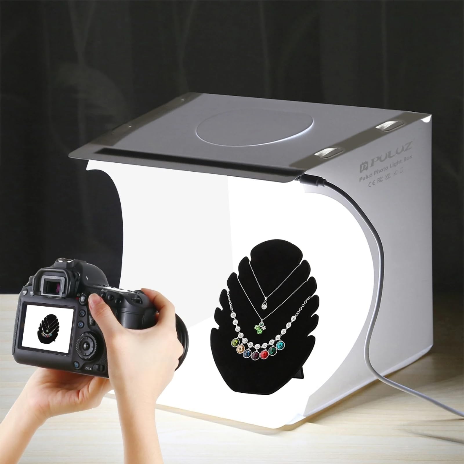 PhotoBox Lightbox 40X40cm Photo Ring LED Light Studio Box 2 Color Backgrounds Tabletop Photography Soft Shooting Tent Box