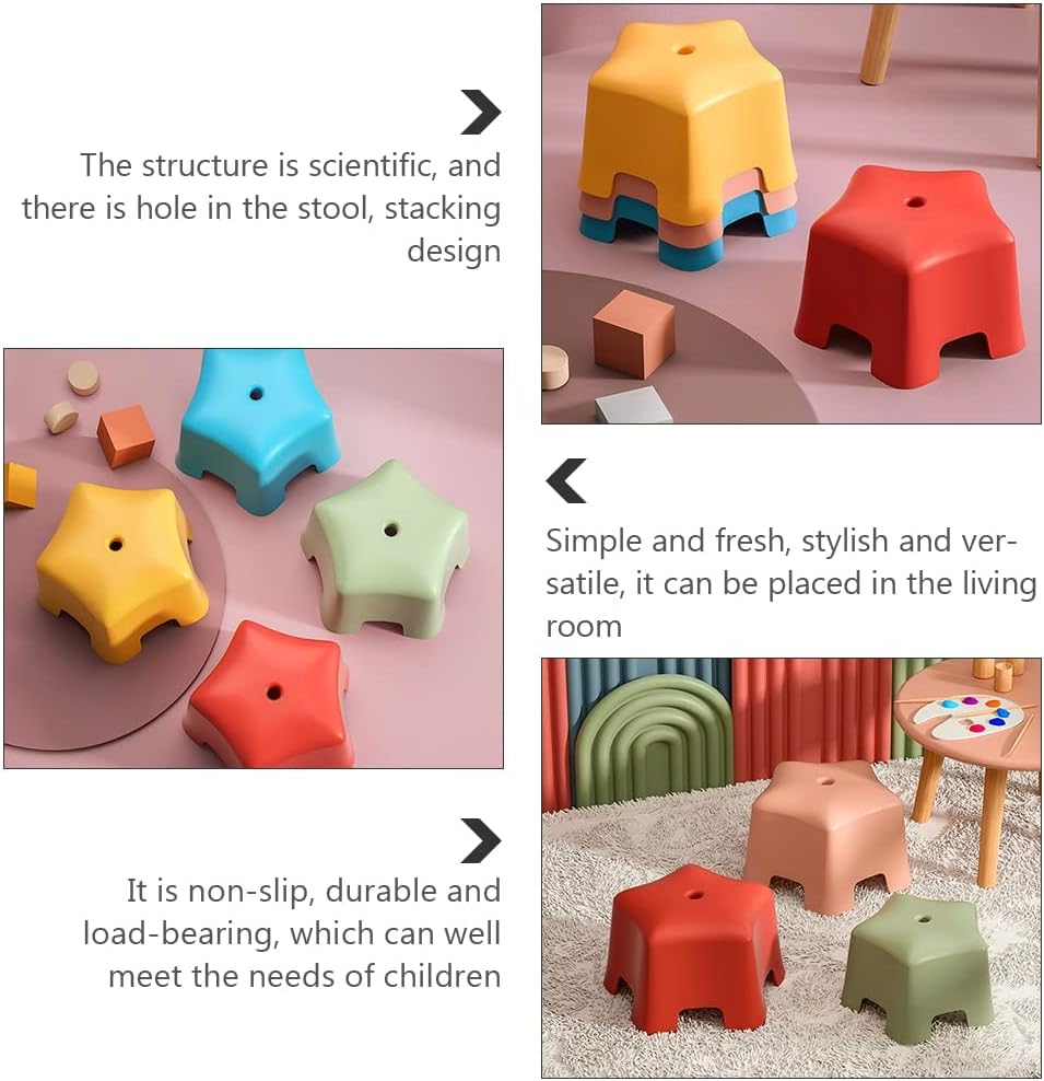 Non-Slip Stool Footstool Plastic Step Stool Multifunctional Shoe Changing Stool Stackable Small Stool for Home Office Padded Seat