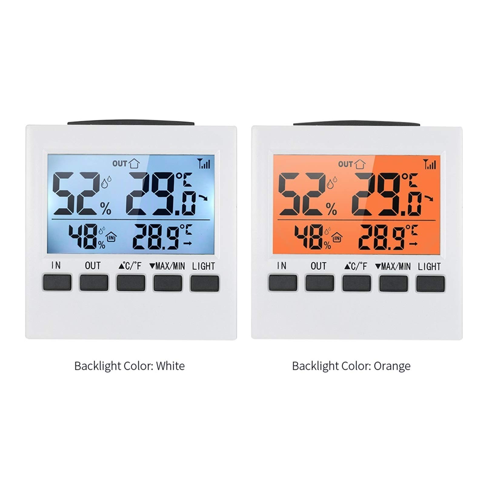 termometr z higrometrem LCD Cyfrowy Termometr Wireless Thermometr Indoor/Outdoor Termometr Higrometr Temperatura Miernik wilgotności MAX MIN Wyświetlacz Termometr do higrometru wewnętrznego(Orange)