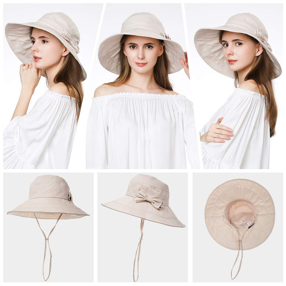 Comhats Chapeau de soleil pour femme avec protection UV UPF 50 - Chapeau de plage pliable à large bord