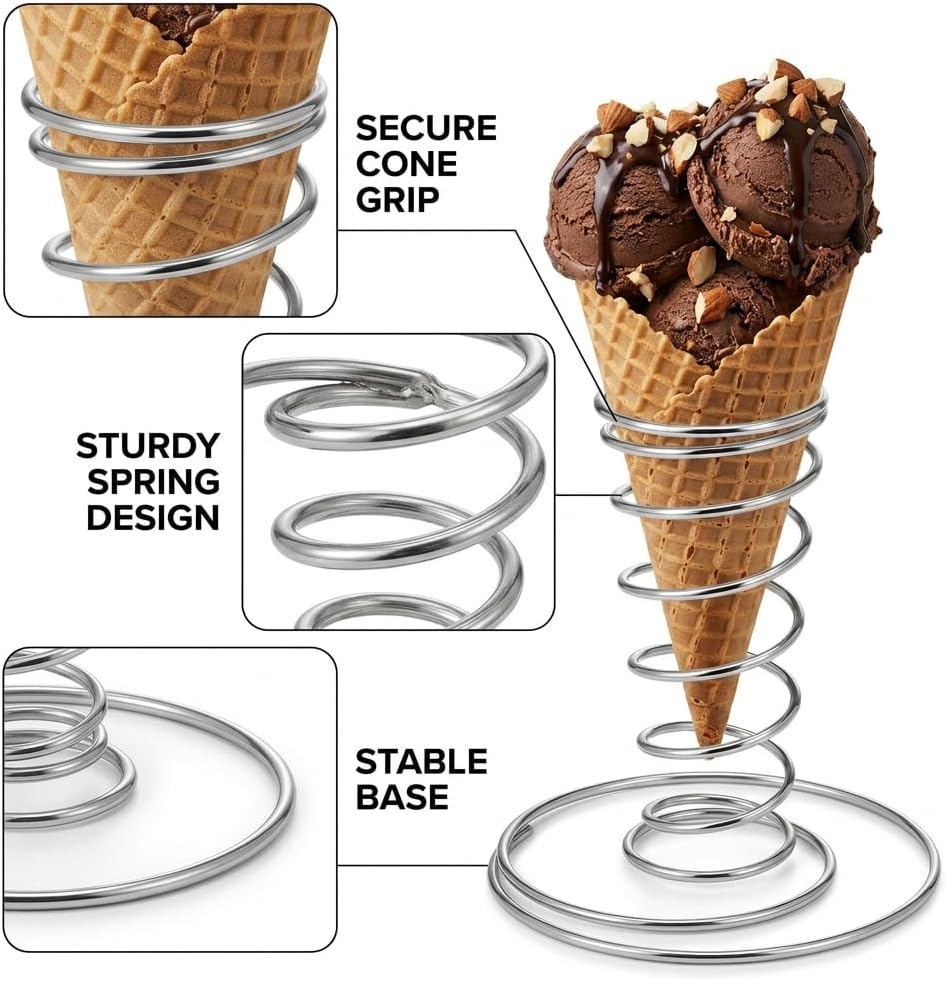 2pcs Ice Cream Cone Holder Set, Ice Cream Cone Dispenser, Dessert Display Stand for Ice Cream and Waffle Cones, Perfect for Parties, Birthday Gatherings, Weddings