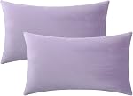 Jeneoo Comfy Soft Thick Velvet Throw Pillow Cases for Sofa Couch, Decorative Solid Square Cushion Covers for Bedroom Car (Lavender, 18 x 18 Inches, 2 Pieces)