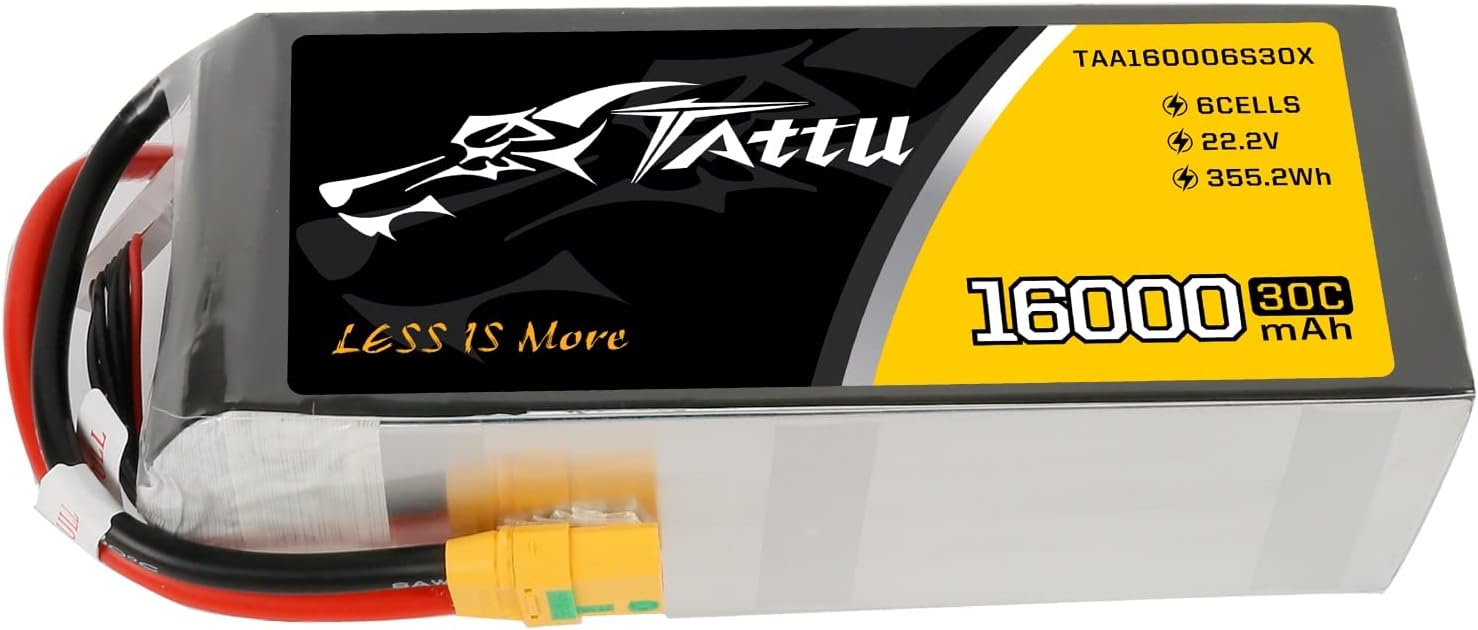 Tattu 16000mAh 30C 22.2V 6S Lipo Battery Pack with XT90-S Plug