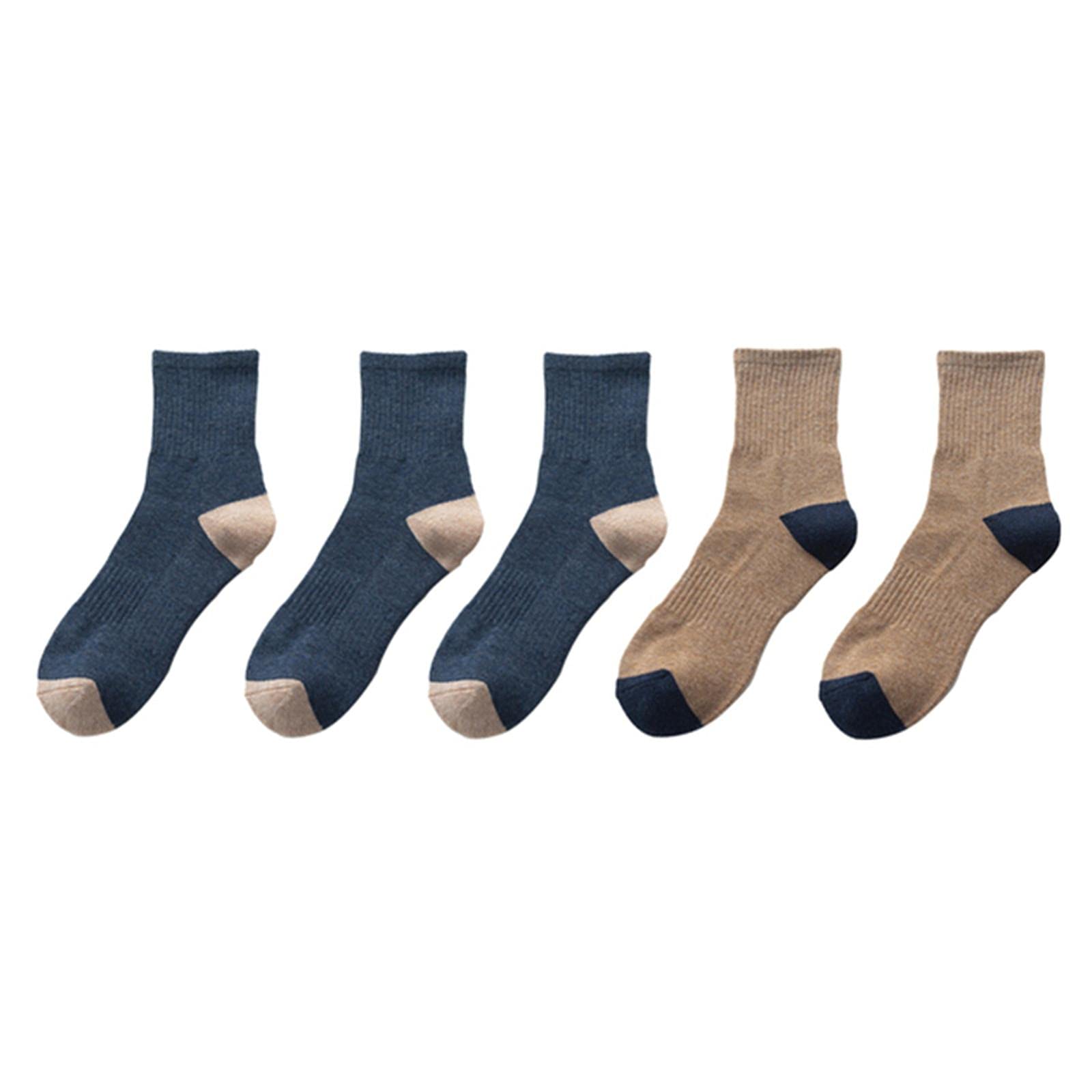 UKKO Calcetines de Hombre Calcetines De Hombre Caliente De Invierno Thicke Terry Transpirable Calcetines Casuales Masculinos-3 Blue 2 Coffee