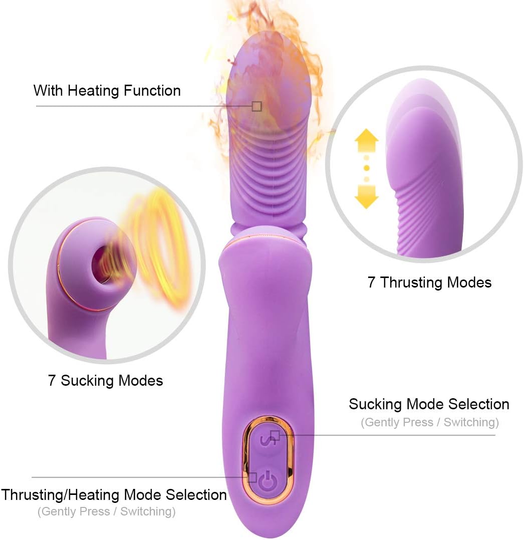 Clitorals Thrusting Sucking Viabrator,7 Frequency Sucking 7 Thrusting Modes Heating Viabrator for Women Waterproof USB Rechargeable Slient Adullt Six Toys for Couples
