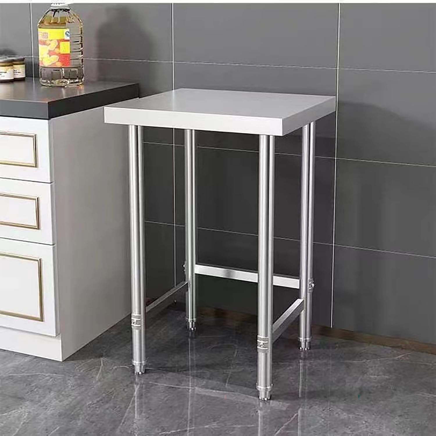 Mesa INOX con Base Abierta, Mesa De Trabajo Y Preparación para Cocinas Profesionales, Mesas De Metal, Banco De Trabajo De Acero para Cocinas Restaurantes Casas Garajes,80x40x80cm