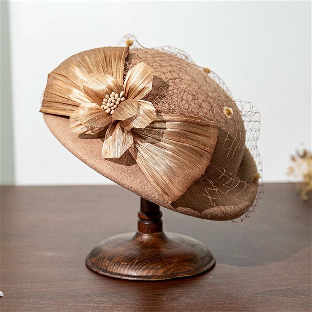 Vine Mesh French Top Hat Photography Headdress Woman Hepburn Beret Painter Felt(D)