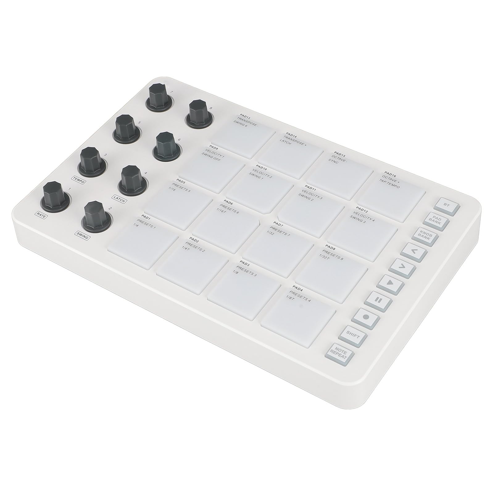 SENECESLI Drahtloser Midi -Controller, 8 Zuweisbare Knöpfe Tragbarer Stabiler USB Midi Pad Controller SMC -Padladelung mit Note Wiederholung für Anfänger