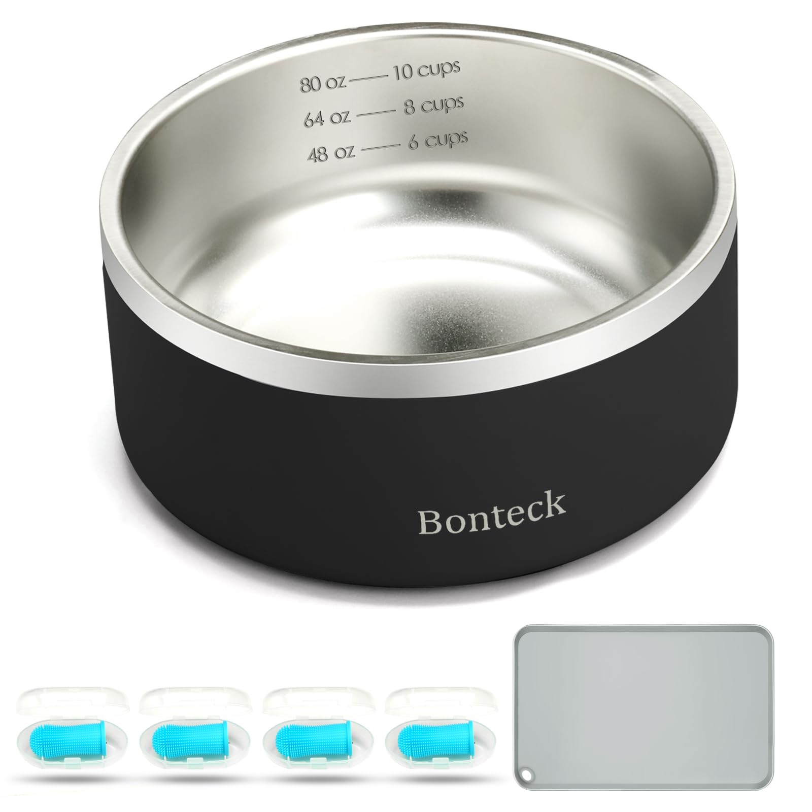 Bonteck Dog Bowl - Dog Water and Food Anti Rust & Non Slip Metal Bowls Large, Spill Proof Insulated Double Wall Pet Dish for Dogs, Cats & Pets,