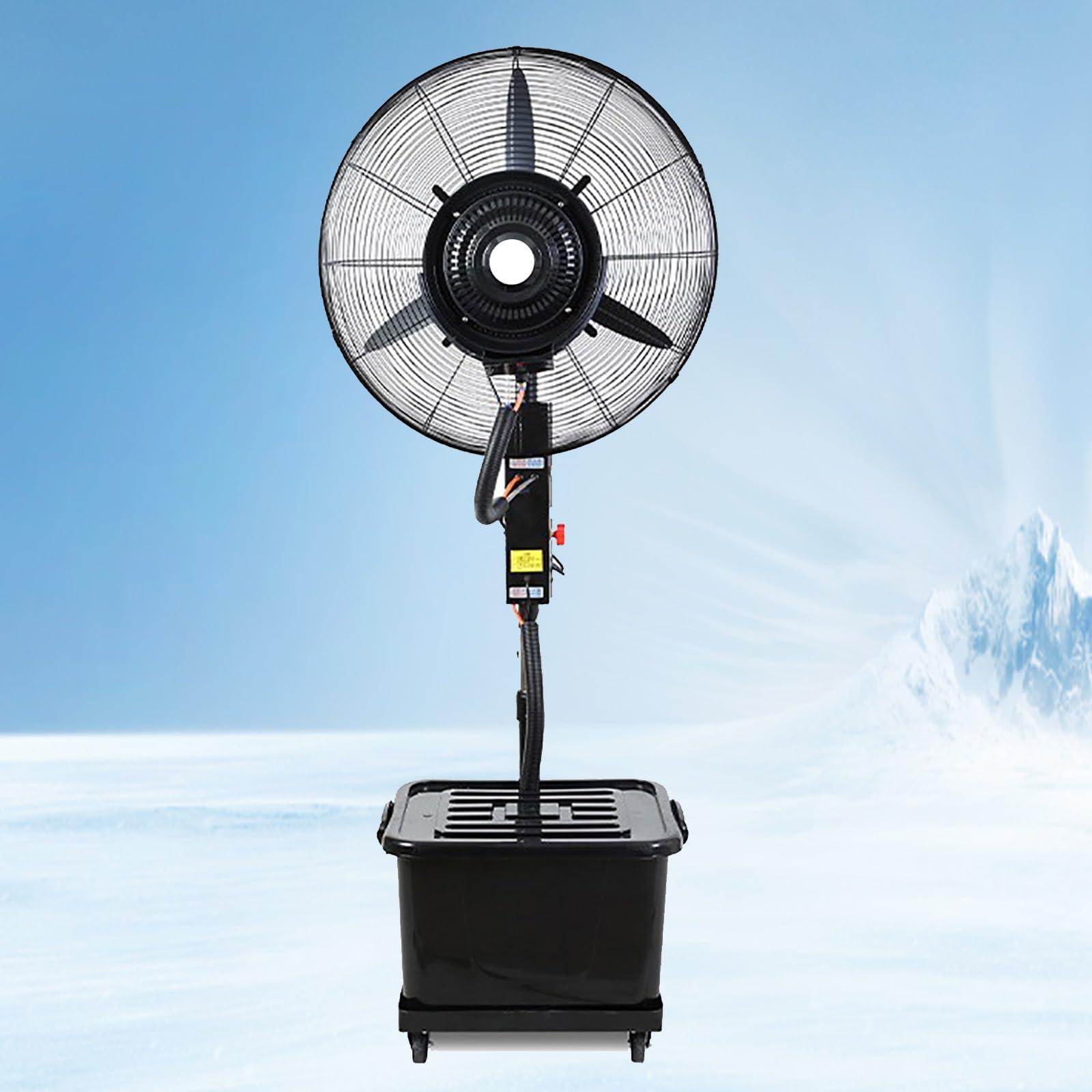 asdchZen Portable Misting Fan With High Velocity Cooling, Standing Pedestal Fan For Warehouse Workshop Patio, Powerful Airflow For Outdoor Workspaces,Adjustable-650mm (26in)