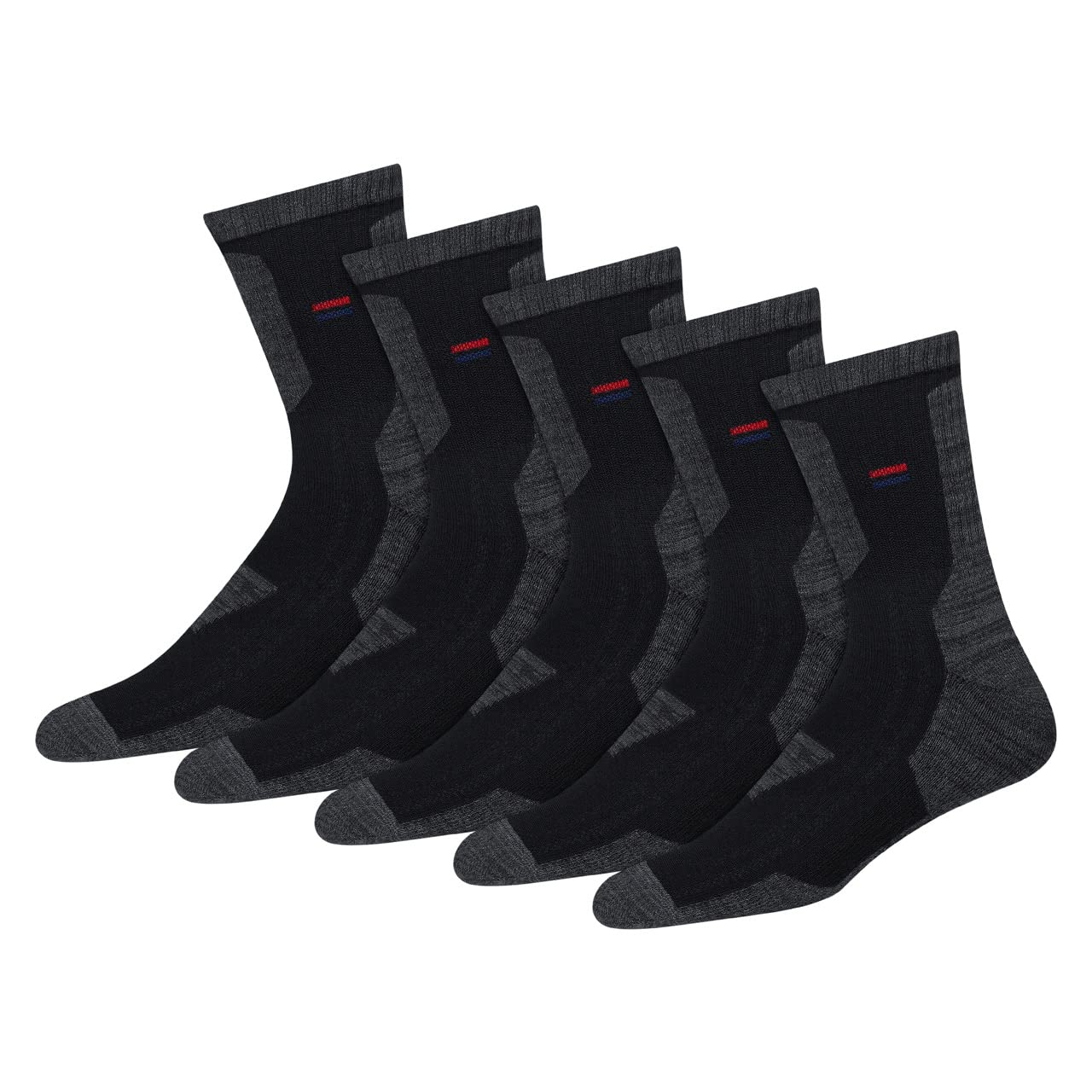 NAVYSPORT calze da uomo e donna in cotone comfort con cuscino serie melange (Lunghezza Crew), Confezione da 5 paia