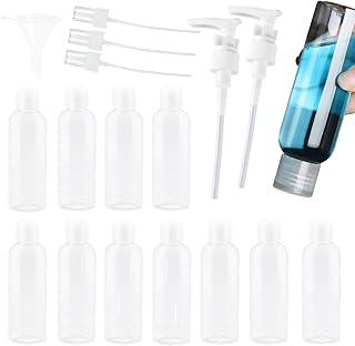 10 Travel Bottle Set - 100ml Clear Plastic Dispensers with Pressure Lid, Mini Air Bottles, Travel Shower Gel Container for Refill Lotion