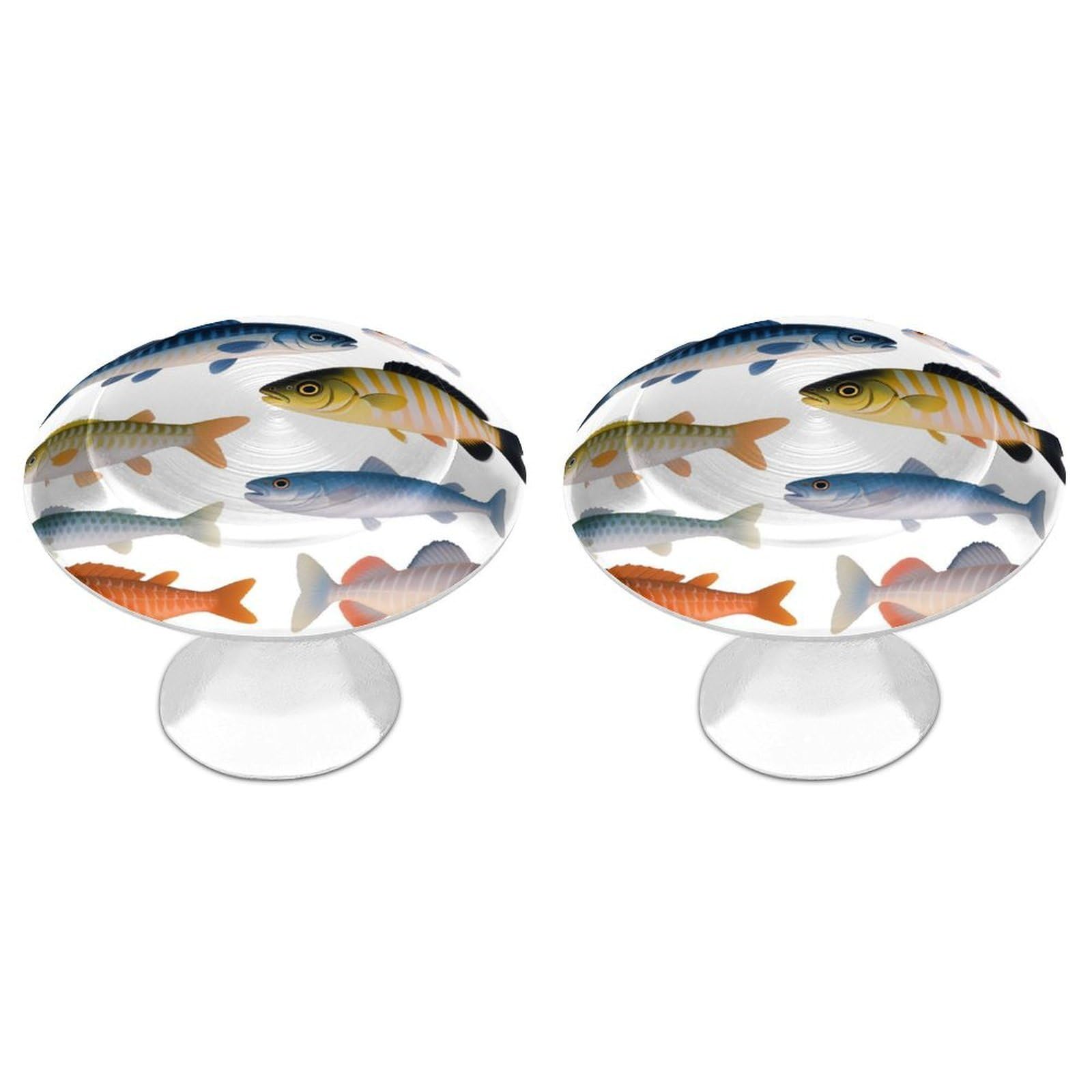 FekiLoot Different Fish Cabinet Knobs 2 Pack Stainless Steel Round Dresser Drawer Knobs Kitchen Drawer Hardware Dresser Knob Closet Door Pulls Cabinet Handles for Cupboard Drawer Pulls