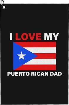 16 x 24 Inch Golf Towel with Clip for Golf Bag, Super Microfiber Golf Towel I Love My Puerto Rican Dad