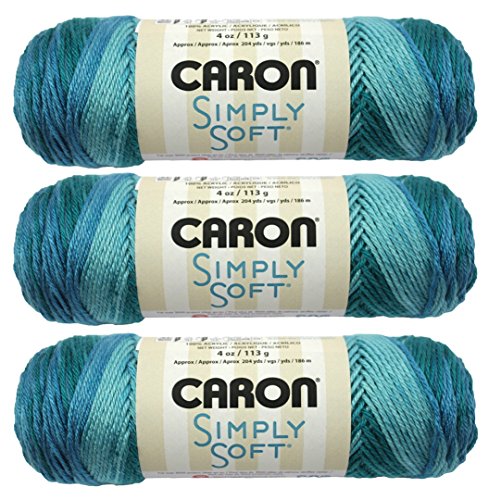 Caron Bulk Buy Simply Soft Ombres Yarn (3-Pack) Teal Zeal 294008-8701