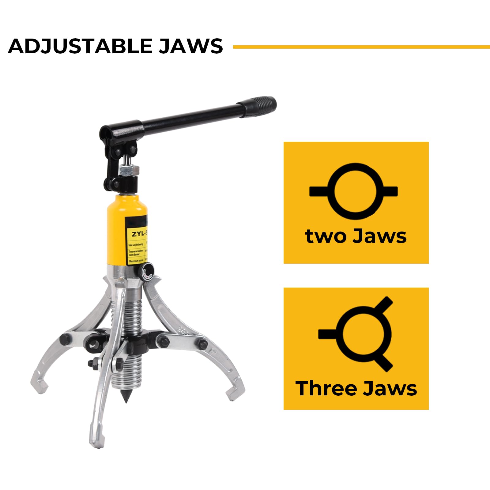 Extractor de engranajes hidráulicos de mandíbula de 8 pulgadas, capacidad máxima de 5 toneladas, separador de buje de rodamiento ajustable de 2 o 3 mandíbulas, vertical y horizontalmente,