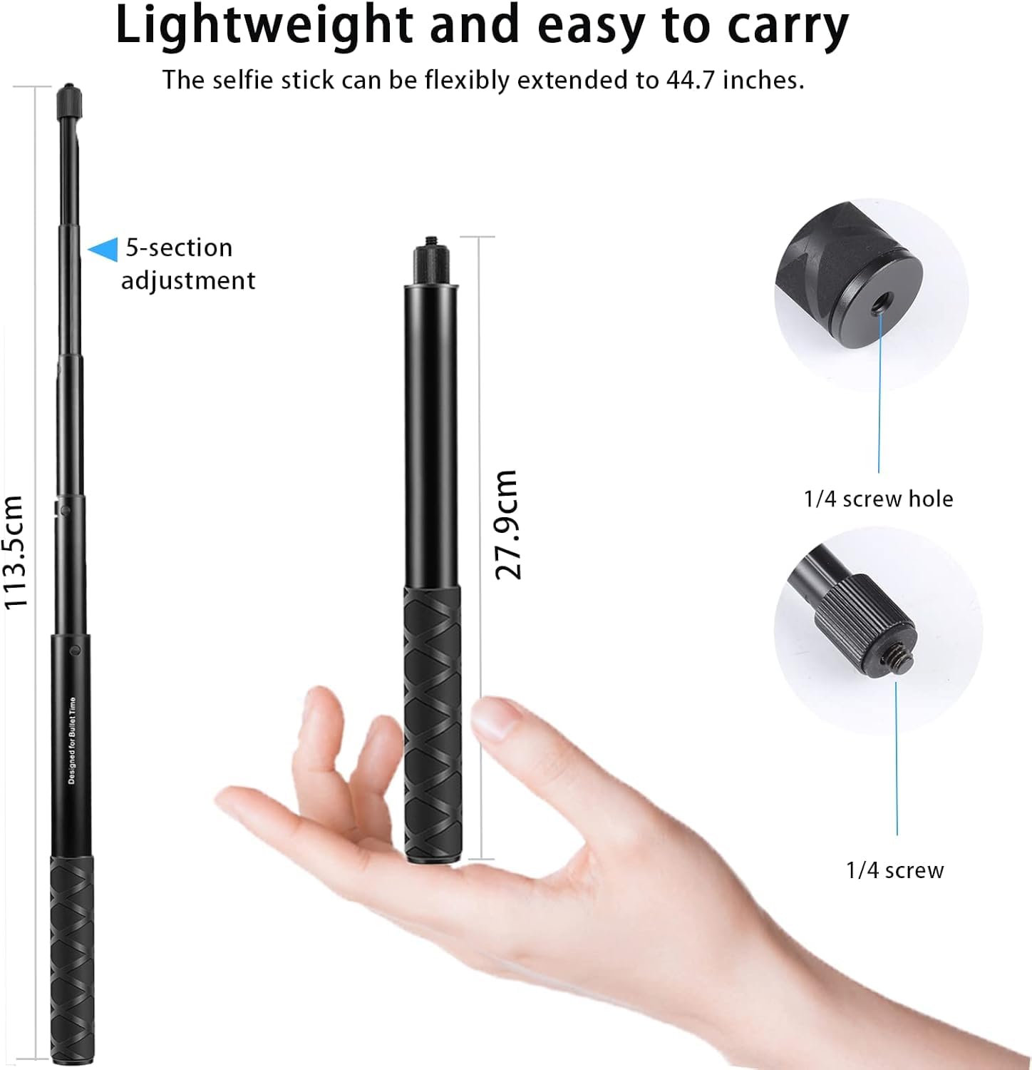 Motorcycle Bracket Handlebar Mount with Invisible Insta 360 Stick for Bikes and Bicycles, 360 Adjustable for Insta 360 X5 X4 X3 X2 Go Pro, DJI osmo Action Cameras Accessories (Mount + Stick) — Amazon image 7