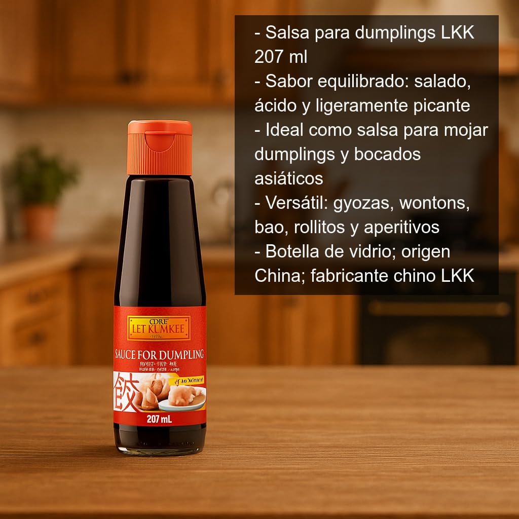Salsa para Dumplings estilo chino 207 ml, dip para gyozas wonton bao, salado ácido picante