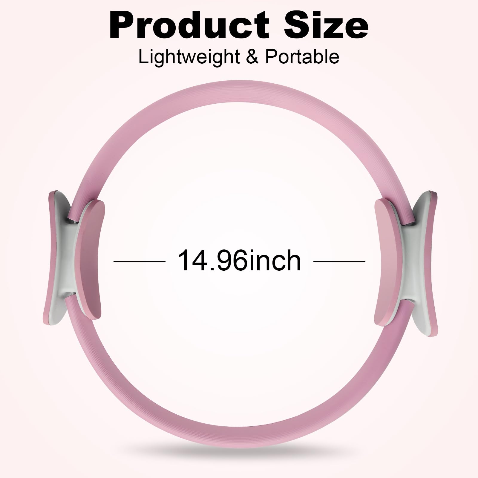 Pilates Ring 15 Inch Magic Circle Ring, Dual Padded Handles Pilates Rings Circle, Adjustable Yoga Ring, Strength, Flexibility, Body Toning, Pilates Fitness Equipment for Home Gym Exercise Pink
