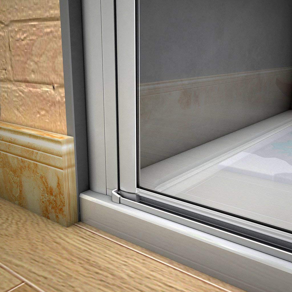 185 cm Box doccia Angolare Doppia Porta Battente Vetro Temperato 5 mm Trasparente Profilo in Alluminio Processo di Elettroforesi 90x70 cm