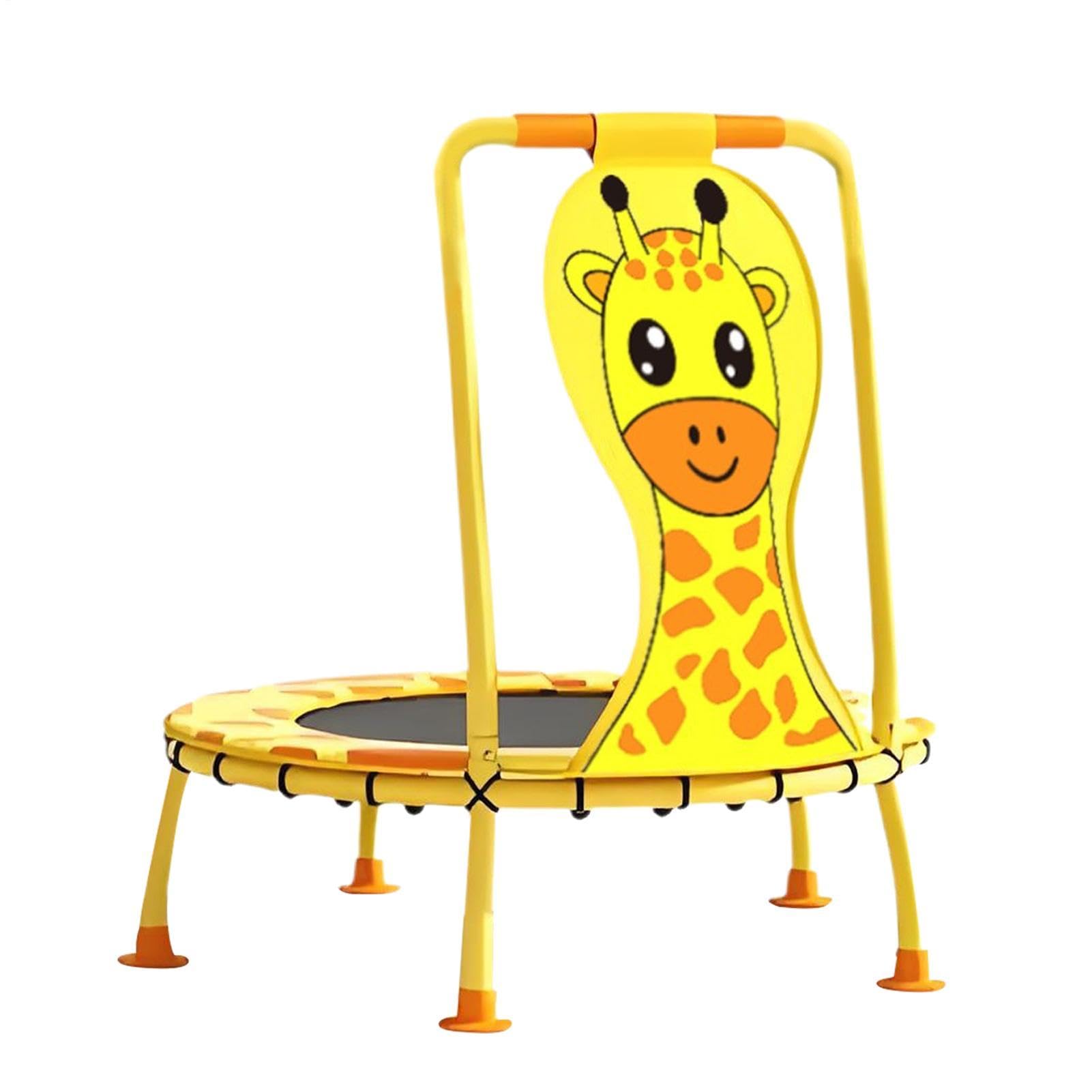 Trampolino Per Bambini Attrezzatura Per Fitness Con Motivo Giraffa Da 100 | con Maniglione in Schiuma Capacità 200 kg Trampolino per Bambini di 1-6 Anni Fitness Salto in Giardino