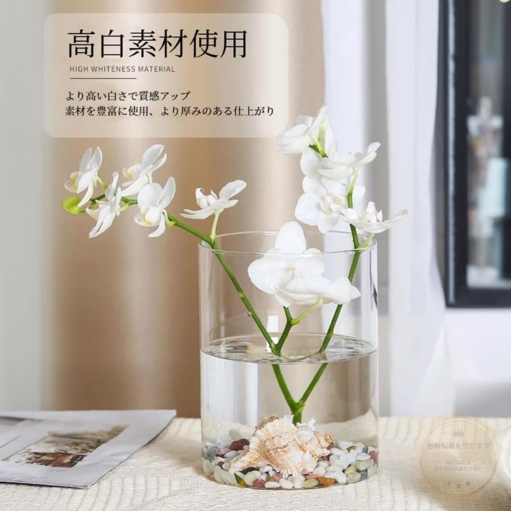 Amazon.co.jp: IWEJ 円筒形ガラス花瓶 透明 大型 クリスタルガラス