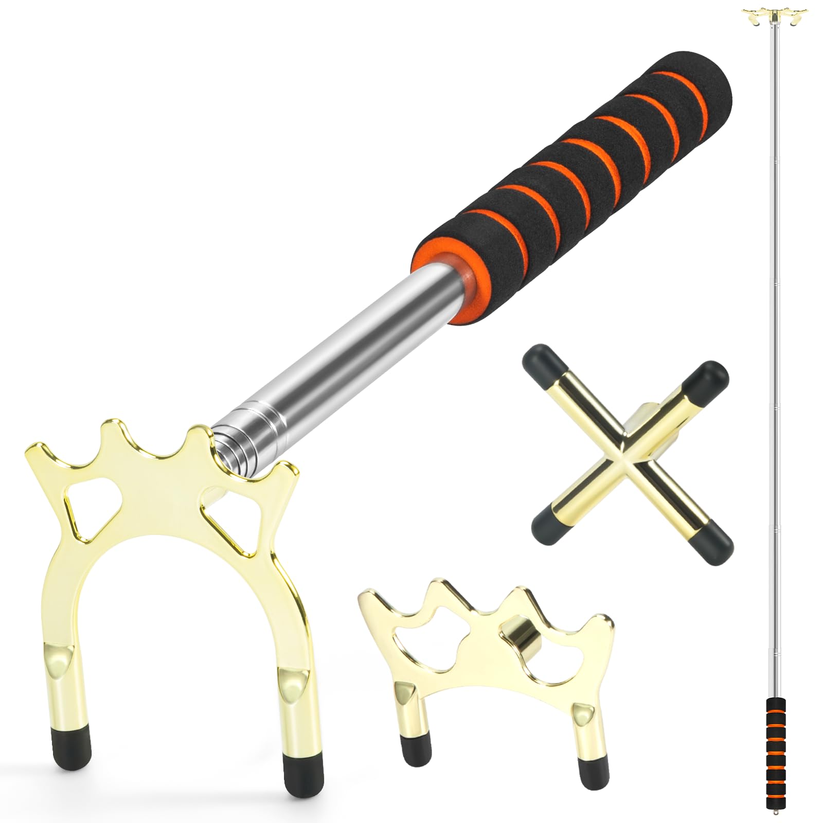 EOTJYAO Pool Bridge Stick, Professional Retractable Pool Cue Bridge with Removable Brass Bridge Head, Free Adjustment for Multi-Angle Shots, Easy to