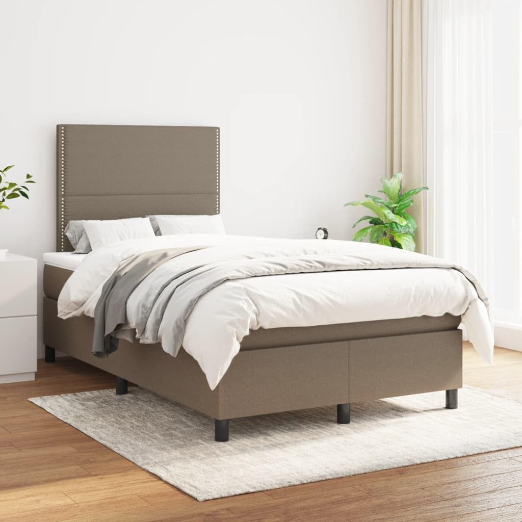 Cama con somier con colchón, tela de 120 x 190 cm y soporte de dureza media para un sueño reparador