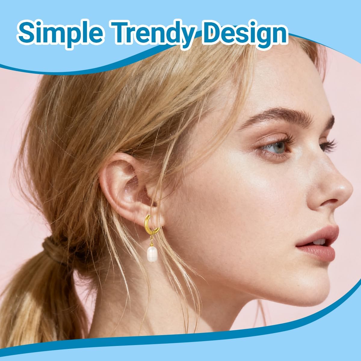 14K Gold Plated Pearl Dangle Earrings for Women Hypoallergenic Trendy Dainty Stainless Steel Cubic Zirconia Huggie Drop Earrings Jewelry - Image 6