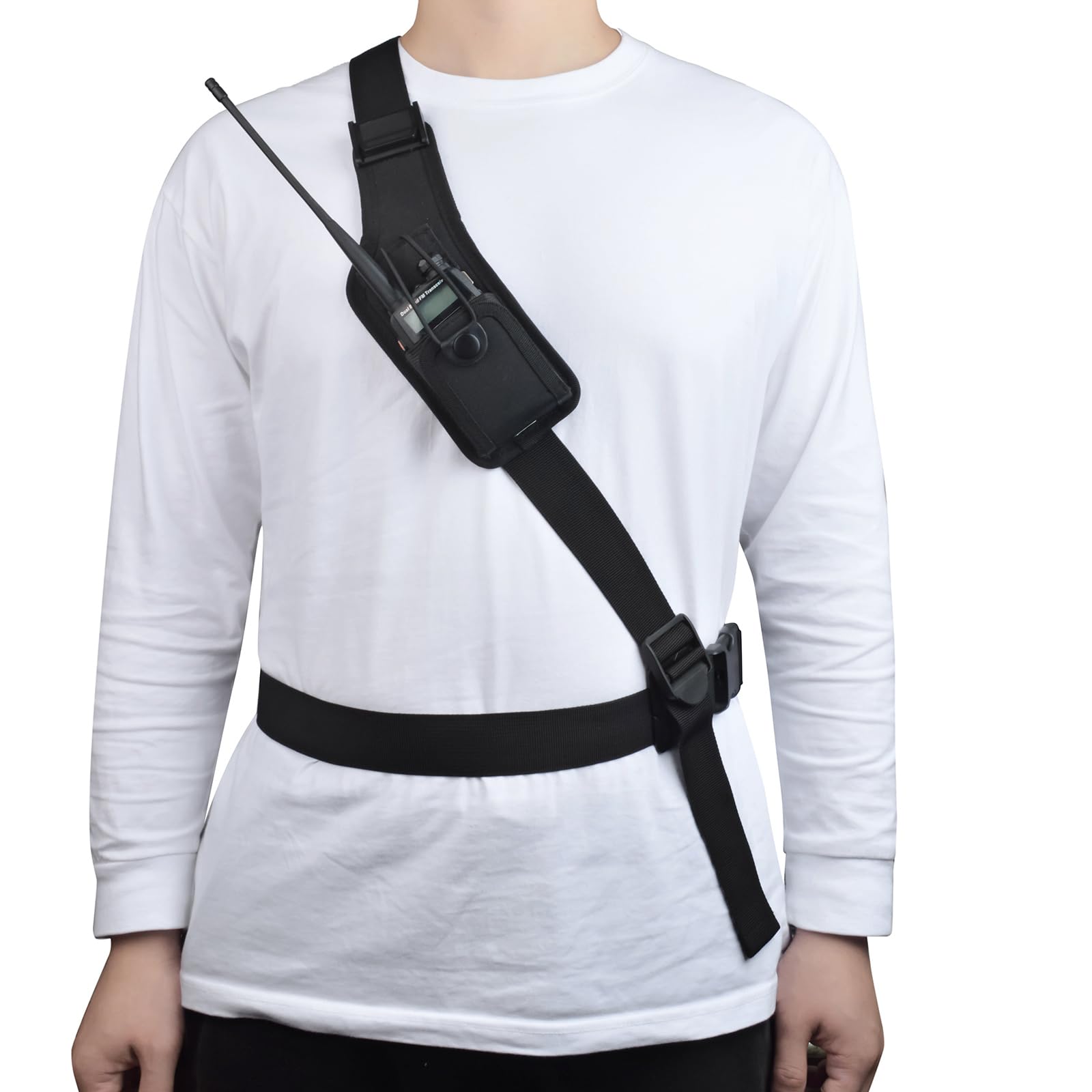 Universal Radio Chest Nylon Holder, Walkie-Talkie Holster Bag for Baofeng UV5R Retevis Kenwood Motorola Talkabout Yaesu Midland CB Radio