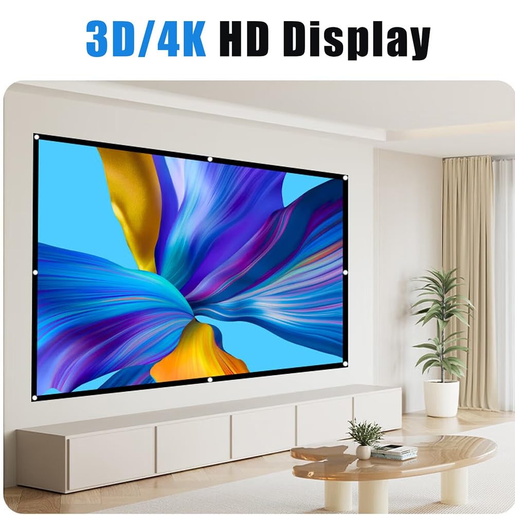 Schermo per Proiettore da 60–300 Pollici, Schermo Cinematografico Portatile Pieghevole e Lavabile in Formato 16:9 per Esterno e da Interno, Antirughe, Facile da Installare(100inch)