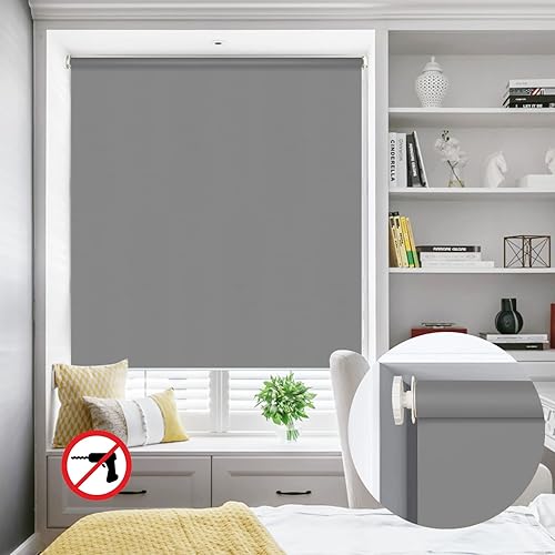 Vista 31 de Persianas enrollables opacas de montaje interior sin taladro, persianas de ventana de alta calidad, protección UV, fácil de instalar, para oficina