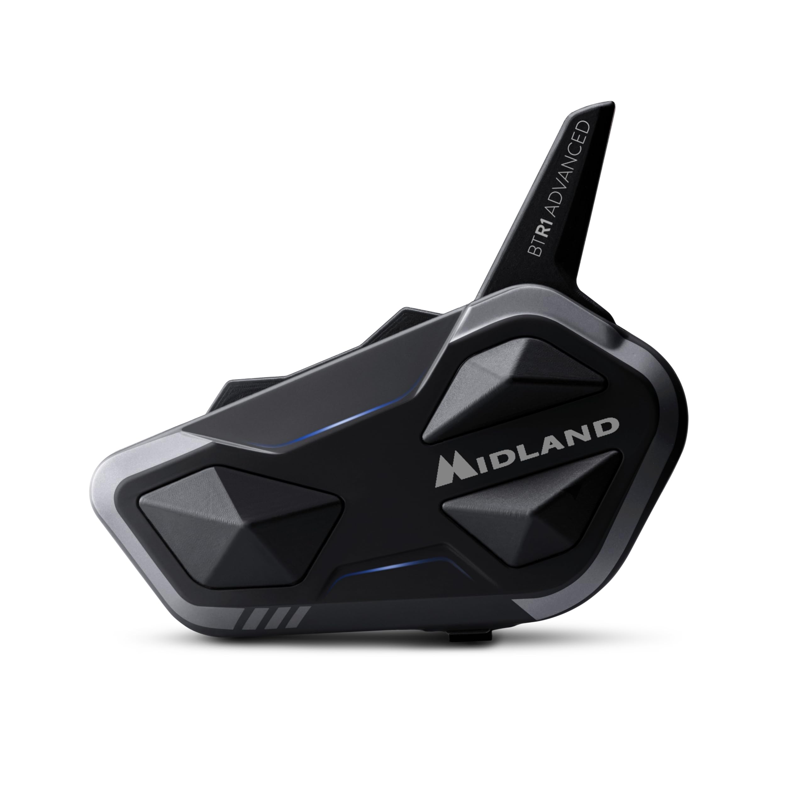 Midland - Interfono Moto Bluetooth BTR1 Advanced X, Auricolare Casco Moto, Portata 1200m, Conversazione tra 4 Persone, Connessione Universale Smartphone/​GPS/​Musica, Audio RFC Professionale