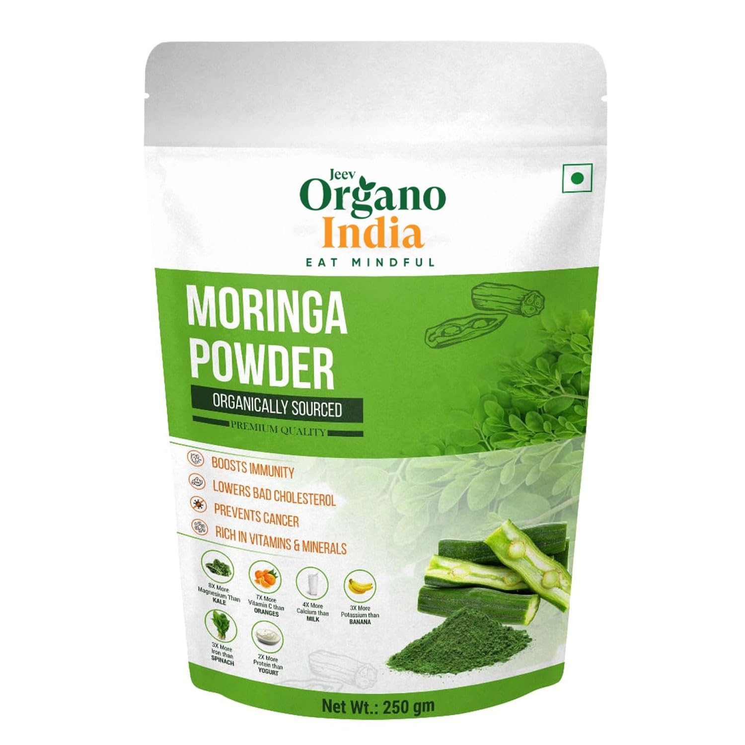 Organo India Moringa Leaves Powder | Moringa leaf powder | Immunity Booster | Energy with Minerals | Weight loss | Digestion | Jaljeera Flavour | 250g | Pack of 1 (B09Y5ZZGN8) Amazon Price History, Amazon Price Tracker