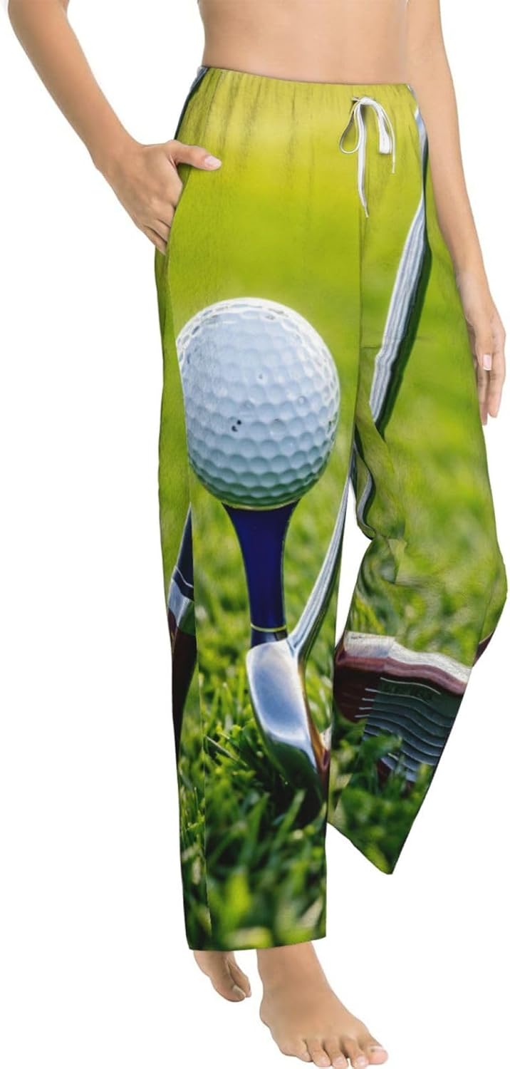 Golf Court Print Fashion Cozy Womens Flannel Pajama Pants,Perfect For Christmas And Everyday Wear