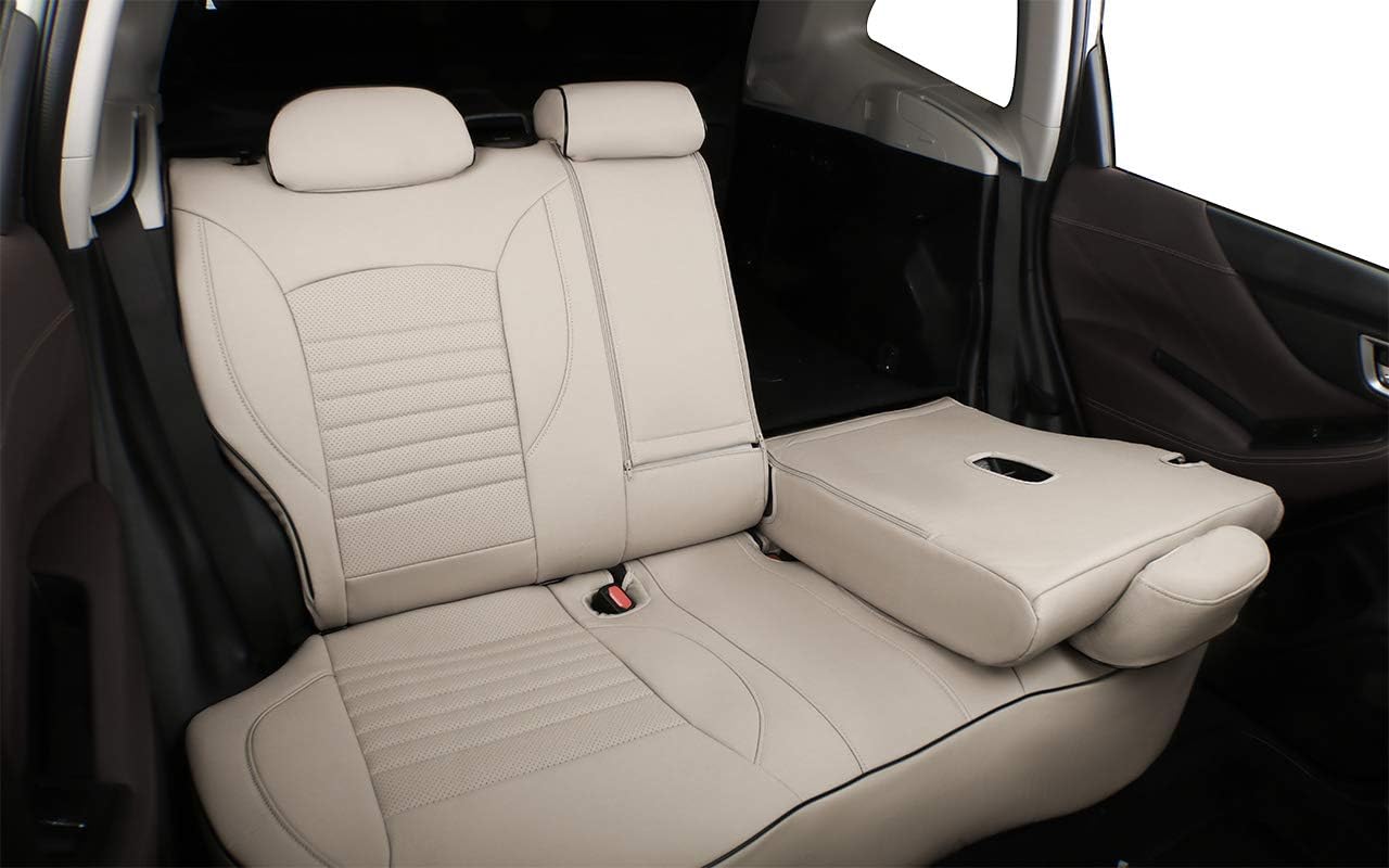 EKR Custom Fit Forester Car Seat Covers for Select Subaru Forester 2019 2020 2021 2022 2023 - Full Set,Leather (Beige)