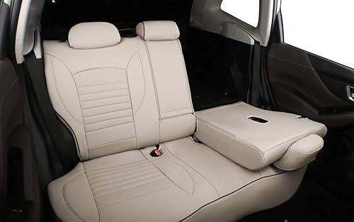 Miniatura 4 de EKR - Juego completo de fundas de asiento de automóvil con ajuste personalizado para Subaru Legacy 2015 2016 2017 2018 2019, cuero sintético (beige)