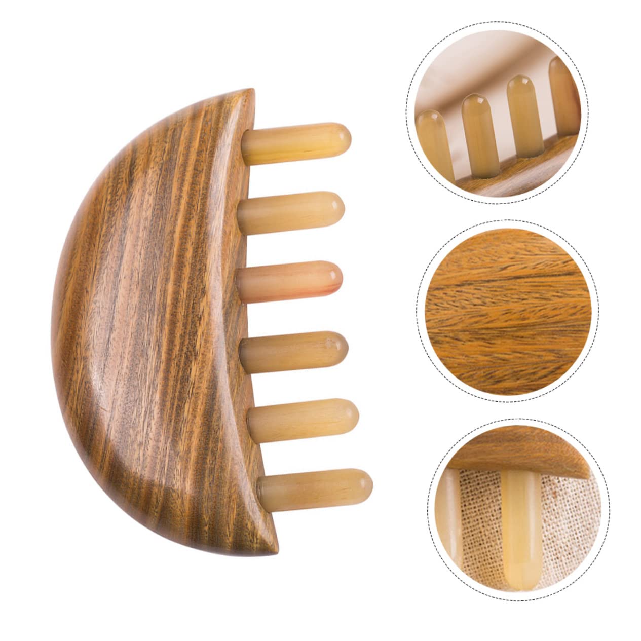 Peine de Cuerno para Cabello, de Dientes Gruesos y Ligero, Diseño Ergonómico, Fácil de Llevar para Viaje y Alisa el Cabello