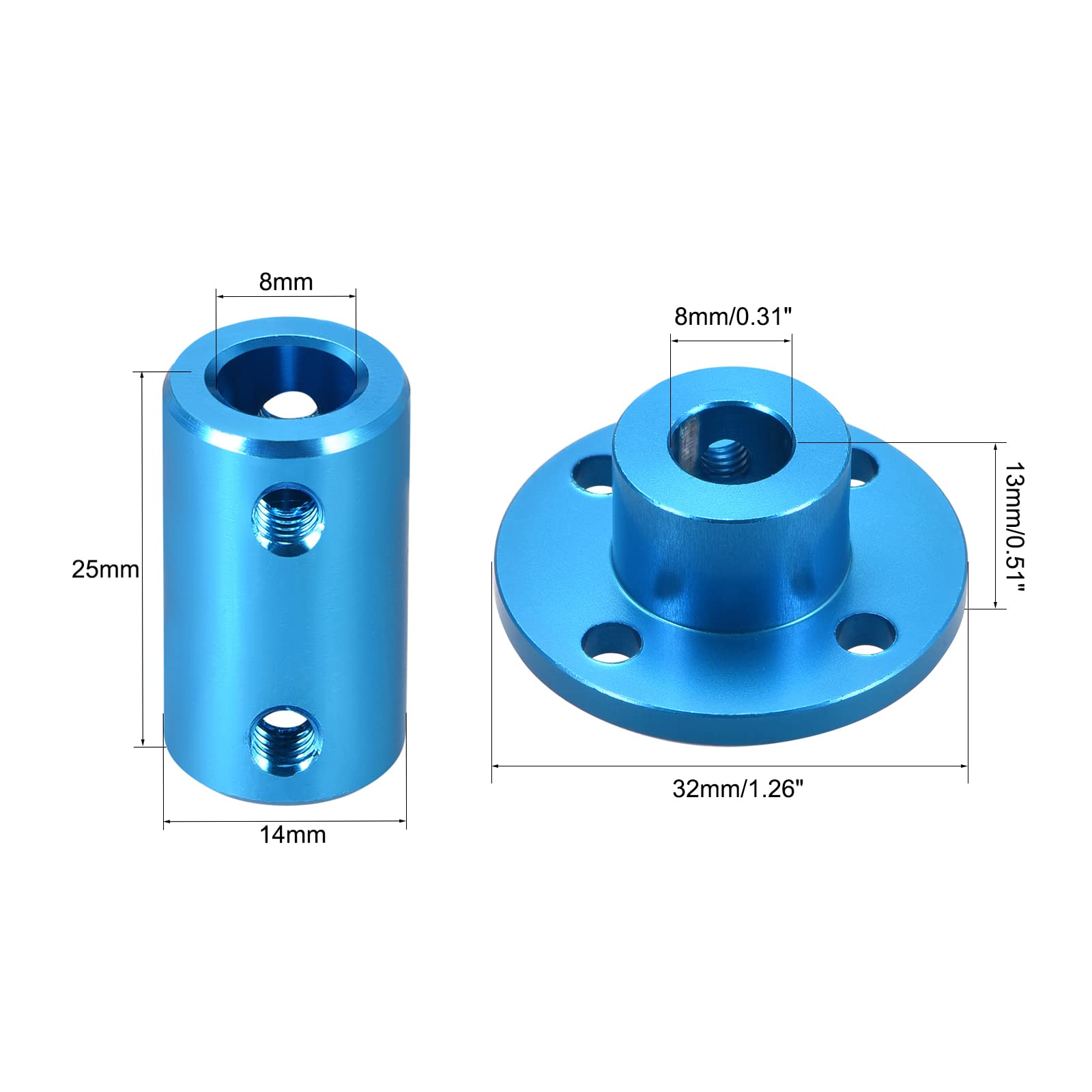 MECCANIXITY Rigid Flange Coupling 2pcs 8 x 13 x 16mm Motor Guide Shaft Coupler Motor Connector with 2pcs 8mm Shaft Coupling