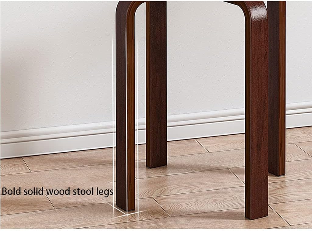 Minimalist Fashion Creative 4 Pack Stackable Dining Stool Chair Solid Wood Stool Low Stool Small Bench for Dining/Kitchen/Home Living Roomcasual/Walnut