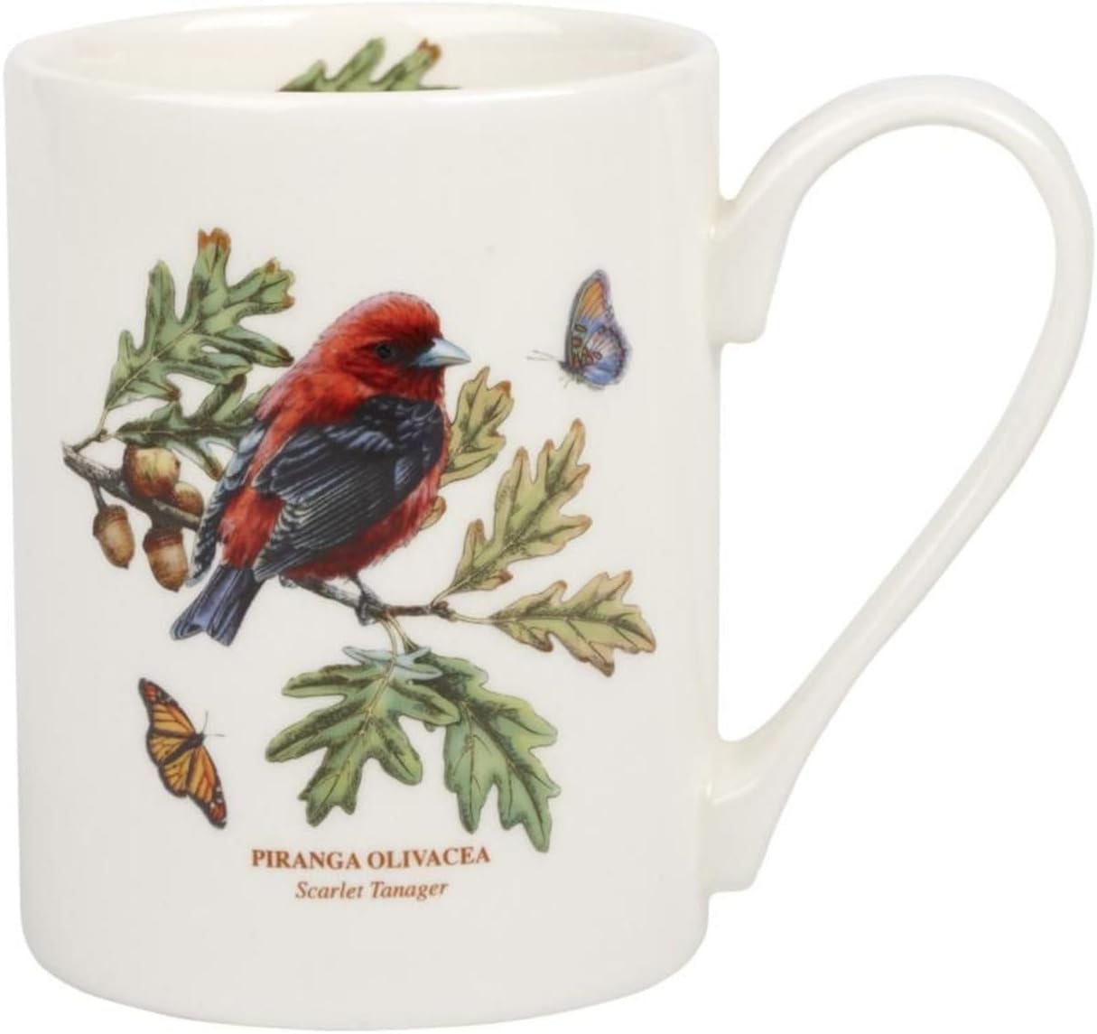 Portmeirion Botanic Garden Birds 12oz Tankard Mug, Scarlet Tanager - Fine Earthenware, Chip-Resistant Glaze - Dishwasher, Microwave, Freezer, Oven Safe - Floral Patterned Ideal for Coffee & Tea